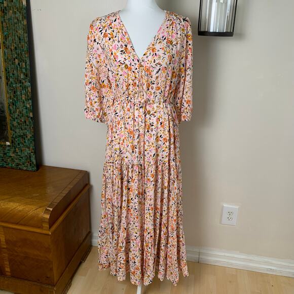 NEW Petal & Pup Size XL Women's Kelda Floral Maxi Dress Peach Coral Summer Boho - Picture 3 of 16